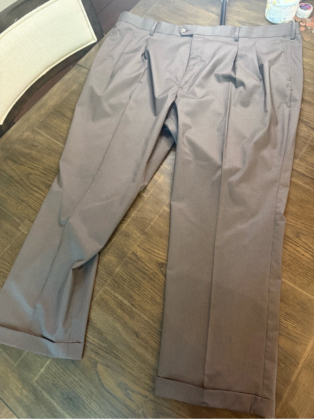 Men's Classic Pleated Dress Pants - Brown